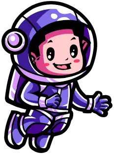Purple child astronaut cartoon character for kids space theme