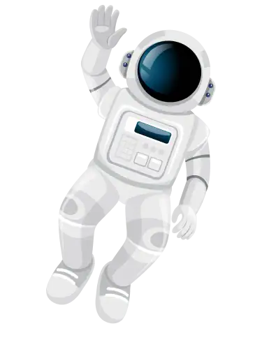 Cartoon astronaut floating in space illustration