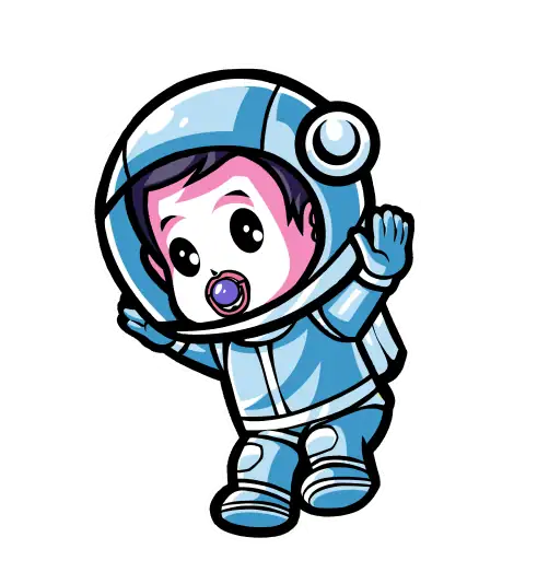 Cute blue baby astronaut cartoon character illustration