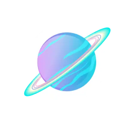 Blue ringed planet icon illustration for kids space theme design
