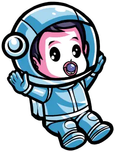 Party area cute baby astronaut cartoon character for kids play zone
