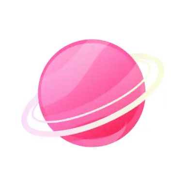 Pink ringed planet icon illustration for kids space theme design