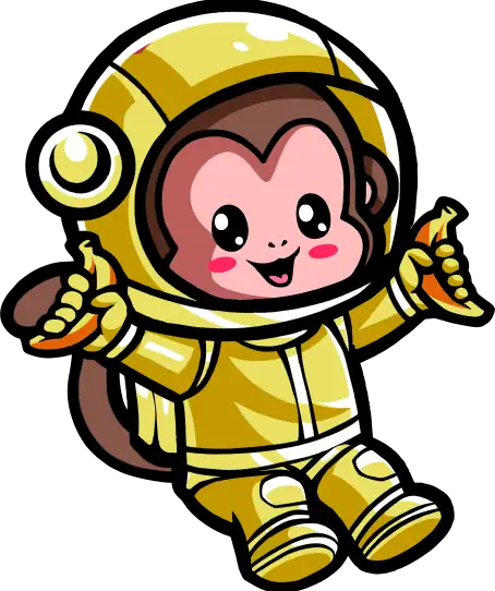 Cute yellow monkey astronaut cartoon character