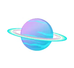 Colorful space planet icon with rings