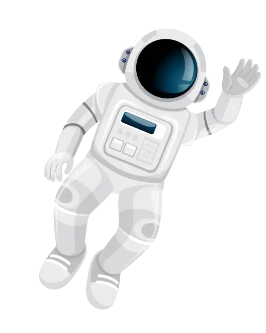 Cartoon astronaut floating in space illustration for kids theme