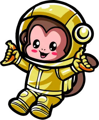 Cute yellow monkey astronaut cartoon character for kids space theme