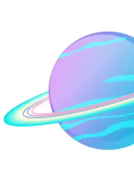 Colorful space planet illustration with rings for kids timetable section